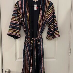 Skies Are Blue Multicolor Sequin kimono
